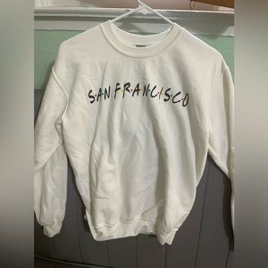 White hoodie sweater, San Francisco, Friend TV show lettering